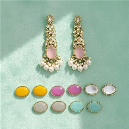 Indo Western Changeable Earring With Mehndi Plating