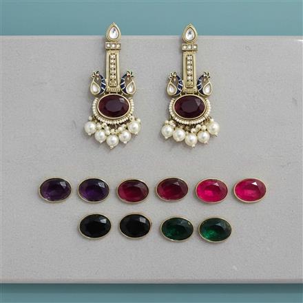 Indo Western Changeable Earring With Mehndi Plating