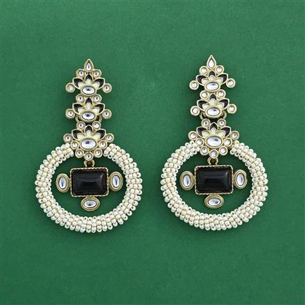 Indo Western Moti Earring With Mehndi Plating
