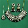 Indo Western Moti Necklace Set With Mehndi Plating