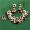 Indo Western Moti Necklace Set With Mehndi Plating