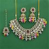 Indo Western Moti Necklace Set With Mehndi Plating
