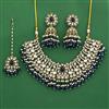 Indo Western Moti Necklace Set With Mehndi Plating