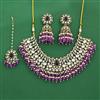Indo Western Moti Necklace Set With Mehndi Plating