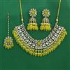 Indo Western Moti Necklace Set With Mehndi Plating