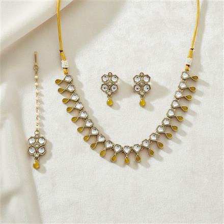 Indo Western Classic Necklace Set With Mehndi Plating