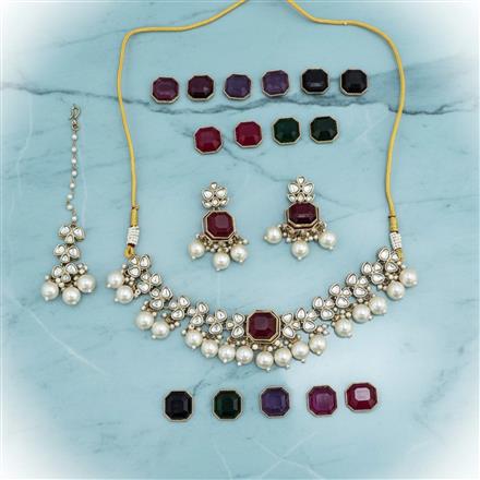 Indo Western Classic Necklace Set With Mehndi Plating