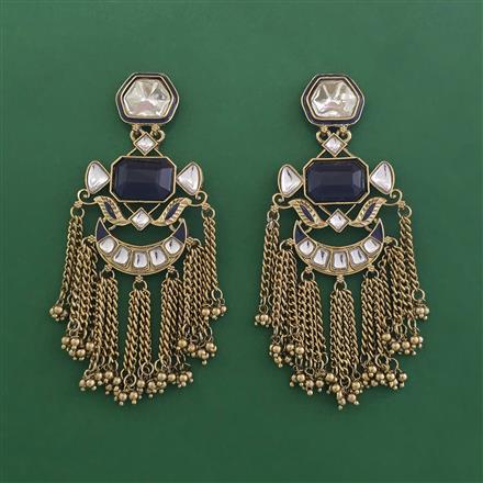 Indo Western Long Earring With Mehndi Plating