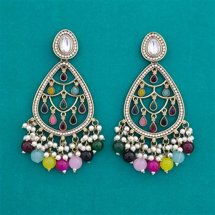 Indo Western Long Earring with Mehndi Plating