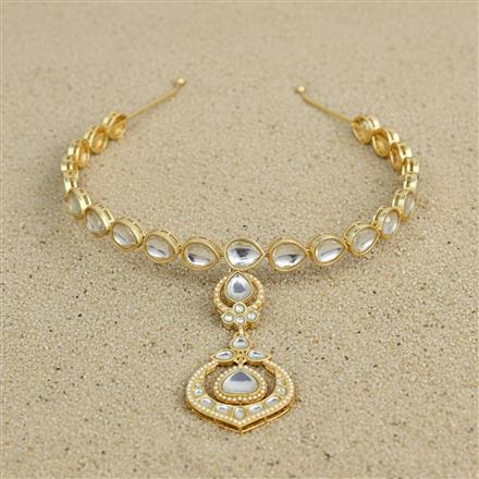 Indo Western Moti Hair Band With Gold Plating