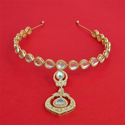 Indo Western Moti Hair Band With Gold Plating