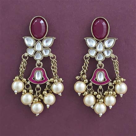 Indo Western Pearl Earring with Mehndi Plating