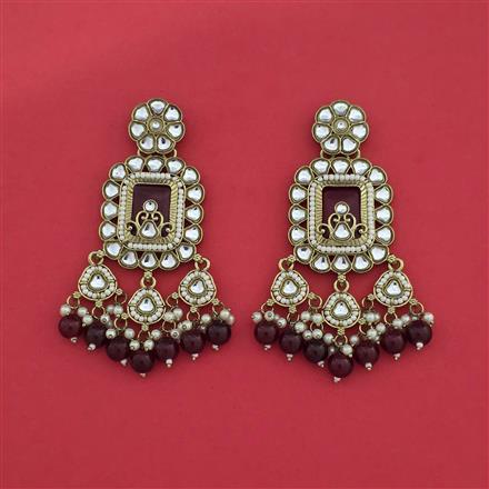 Indo Western Moti Earring With Mehndi Plating