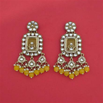 Indo Western Moti Earring With Mehndi Plating