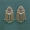 Indo Western Moti Earring With Mehndi Plating