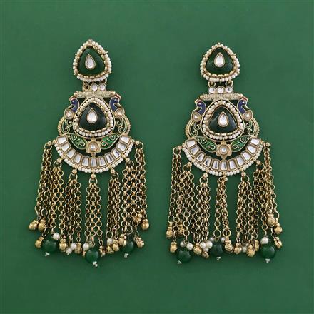 Indo Western Long Earring With Mehndi Plating