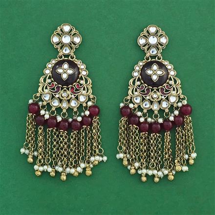 Indo Western Moti Earring With Mehndi Plating