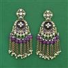 Indo Western Moti Earring With Mehndi Plating