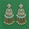 Indo Western Moti Earring With Mehndi Plating