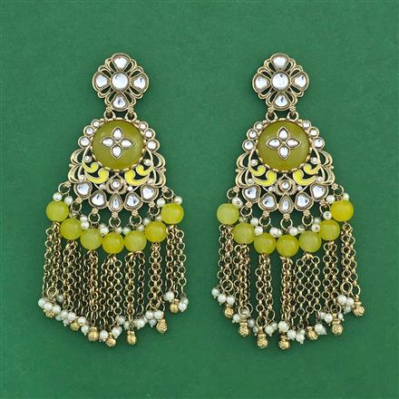 Indo Western Moti Earring With Mehndi Plating
