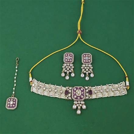 Indo Western Choker Necklace With Mehndi Plating