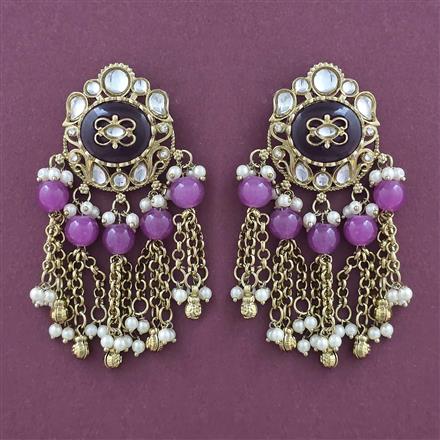 Indo Western Pearl Earring with Mehndi Plating