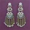 Indo Western Long Earring with Mehndi Plating