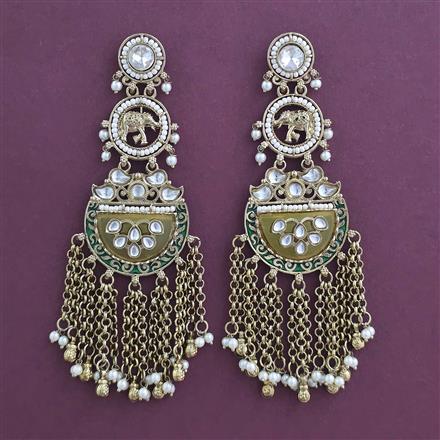 Indo Western Long Earring with Mehndi Plating