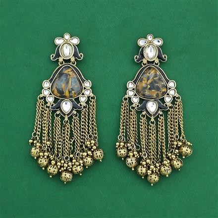 Indo Western Classic Earring With Mehndi Plating