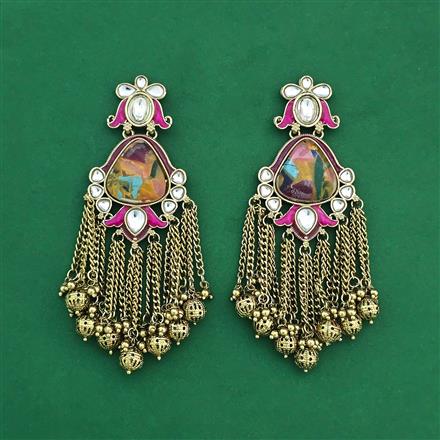 Indo Western Classic Earring With Mehndi Plating