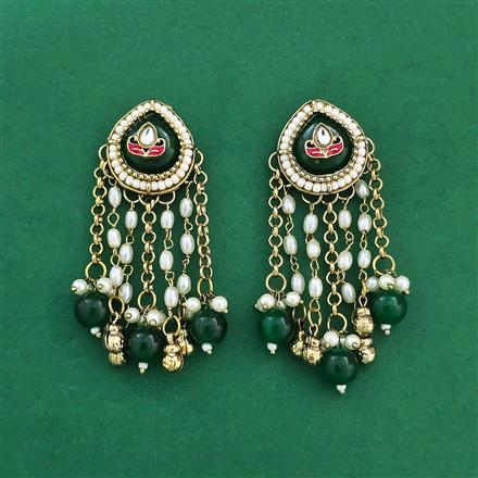 Indo Western Pearl Earring With Mehndi Plating