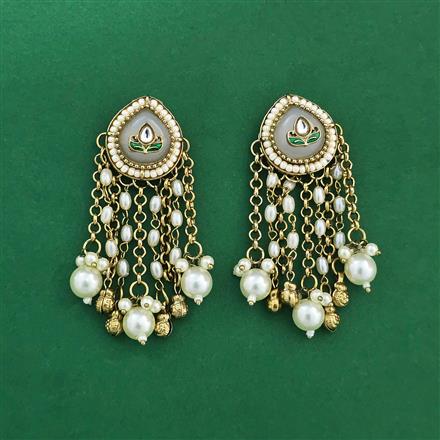 Indo Western Pearl Earring With Mehndi Plating