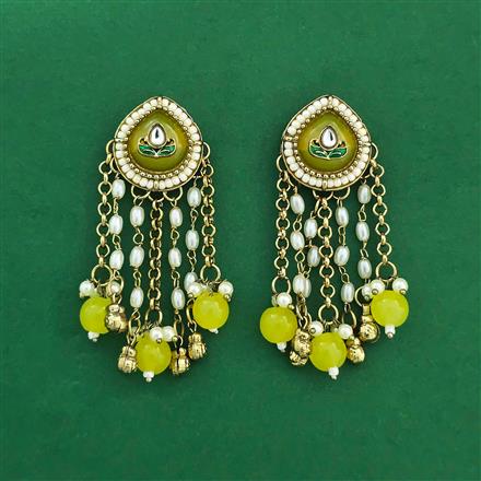 Indo Western Pearl Earring With Mehndi Plating