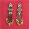 Indo Western Long Earring With Mehndi Plated