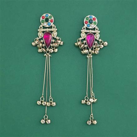 Indo Western Long Earring With Mehndi Plated