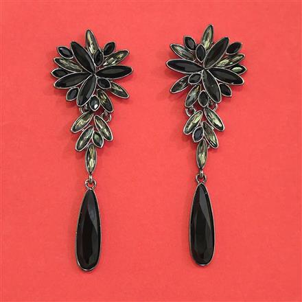 Indo Western Long Earring With Black Plating