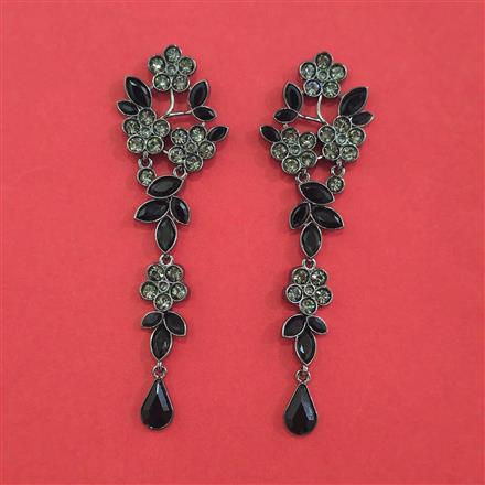 Indo Western Long Earring With Black Plating