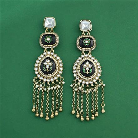 Indo Western Moti Earring With Mehndi Plating