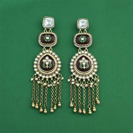 Indo Western Moti Earring With Mehndi Plating