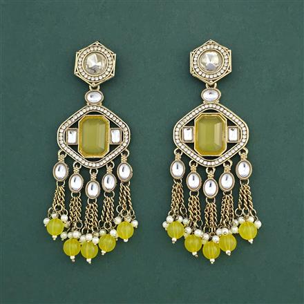 Indo Western Moti Earring With Mehndi Plating