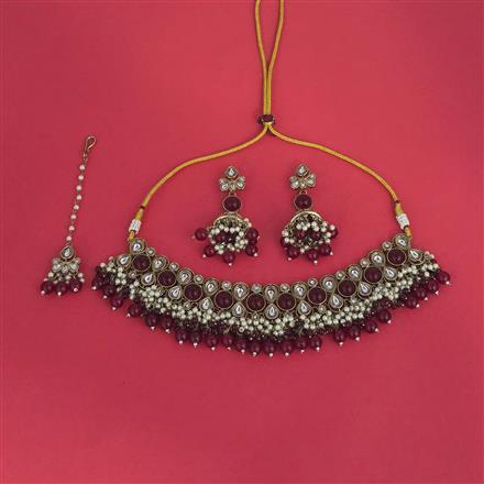Indo Western Moti Necklace With Mehndi Plating