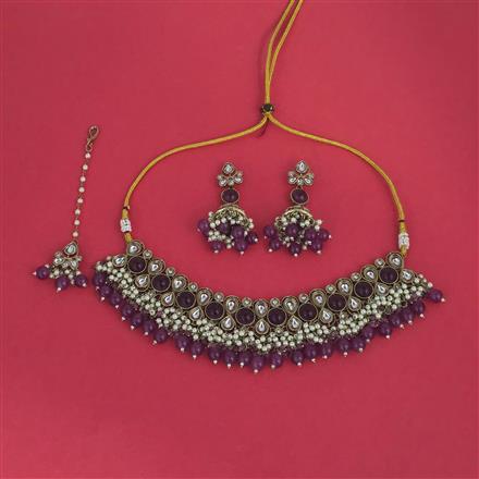 Indo Western Moti Necklace With Mehndi Plating