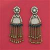 Indo Western Moti Earring With Mehndi Plating