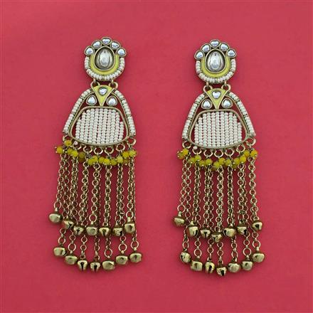 Indo Western Moti Earring With Mehndi Plating