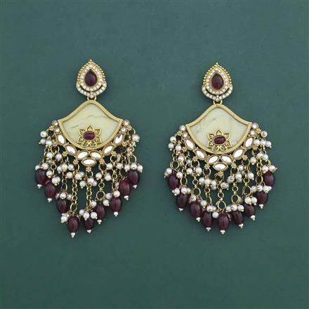Indo Western Mother Of Pearl Earring With Mehndi Plating