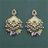 Indo Western Mother Of Pearl Earring With Mehndi Plating