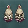 Indo Western Mother Of Pearl Earring With Mehndi Plating