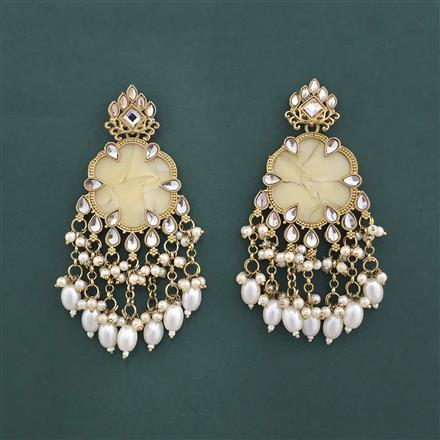 Indo Western Mother Of Pearl Earring With Mehndi Plating