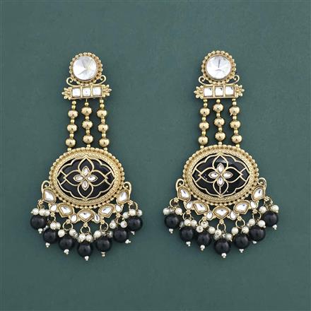 Indo Western Moti Earring With Mehndi Plating