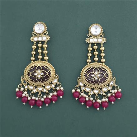 Indo Western Moti Earring With Mehndi Plating